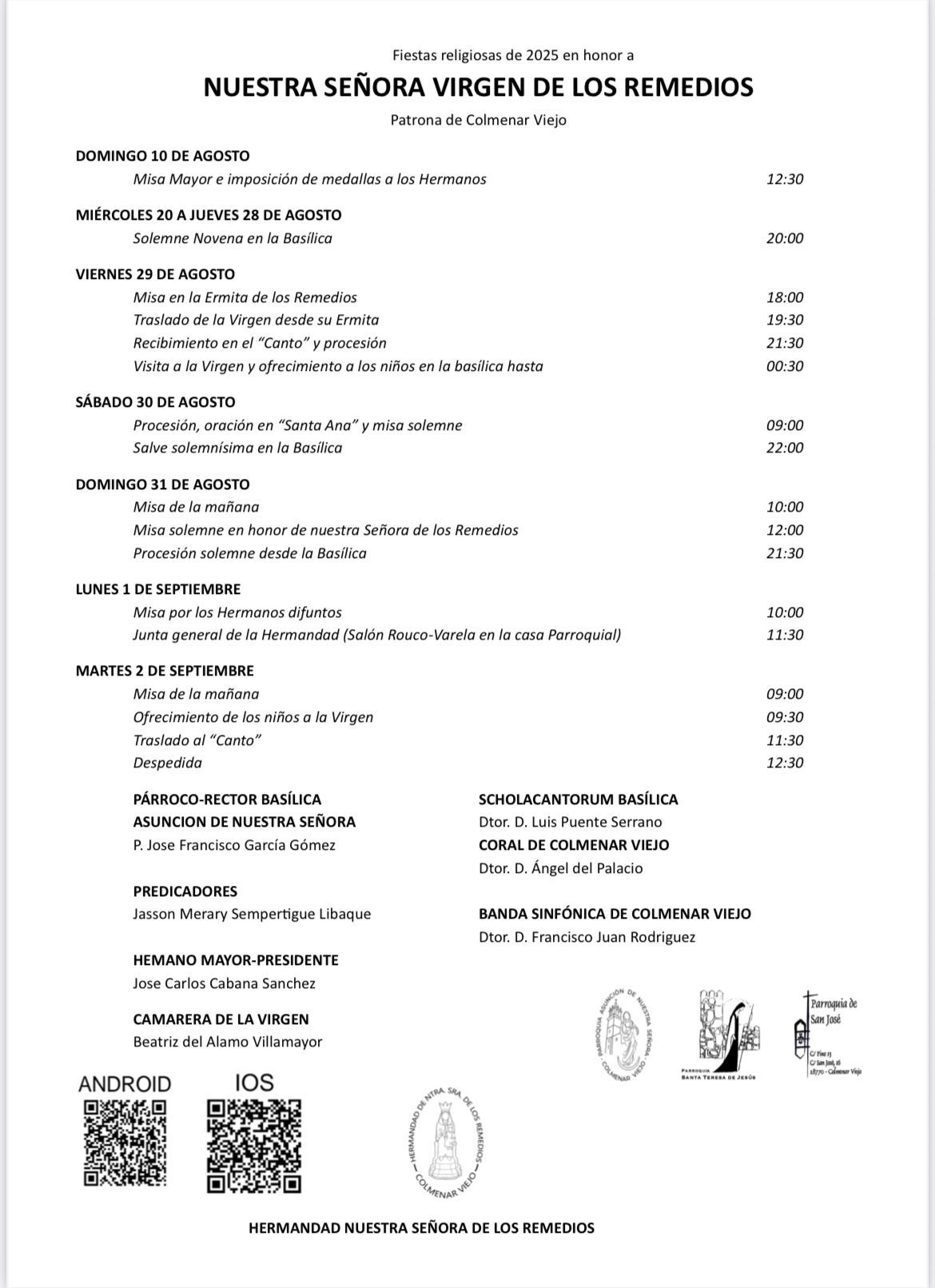 Programa de fiestas patronales religiosas 2025 - Nuestra Señora de los Remedios